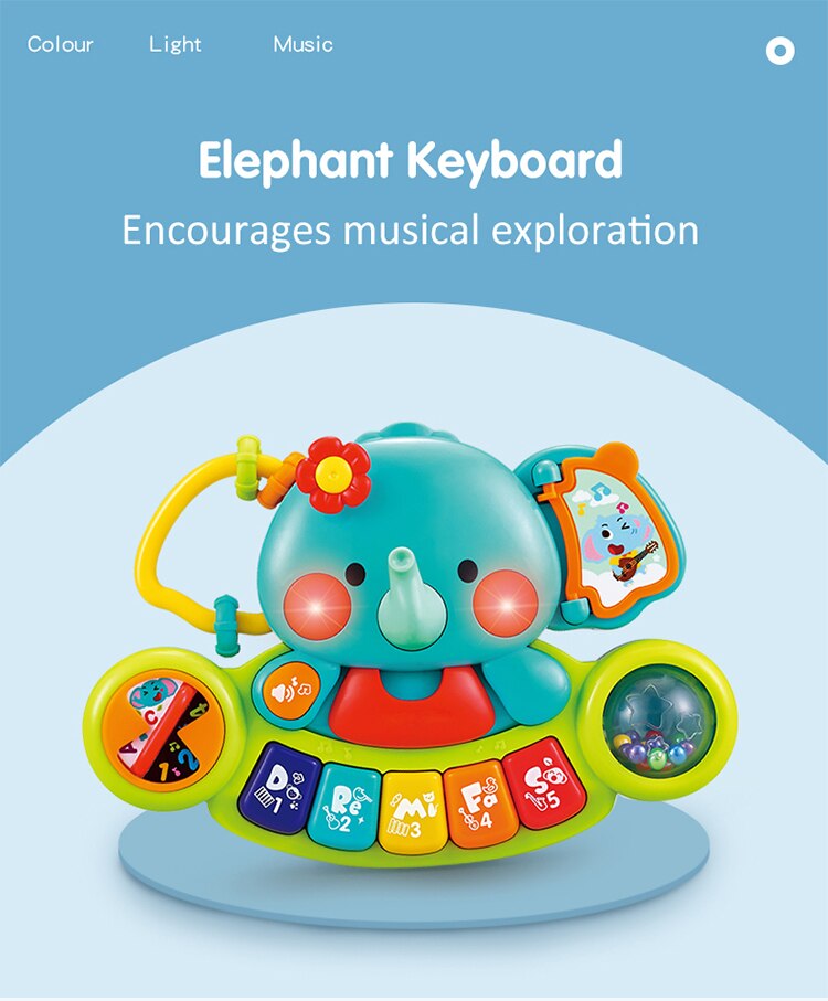 HOLA TOYS 3135 Musical Instrument Toy Baby Kids Elephant Keyboard Piano for baby gifts