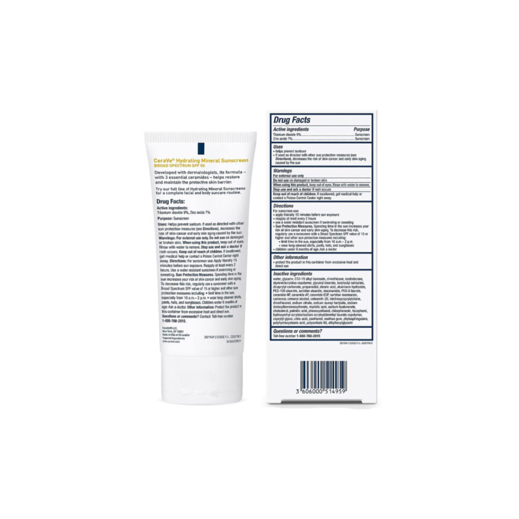 CeraVe Hydrating Mineral Sunscreen - SPF 50 75ml - Image 2
